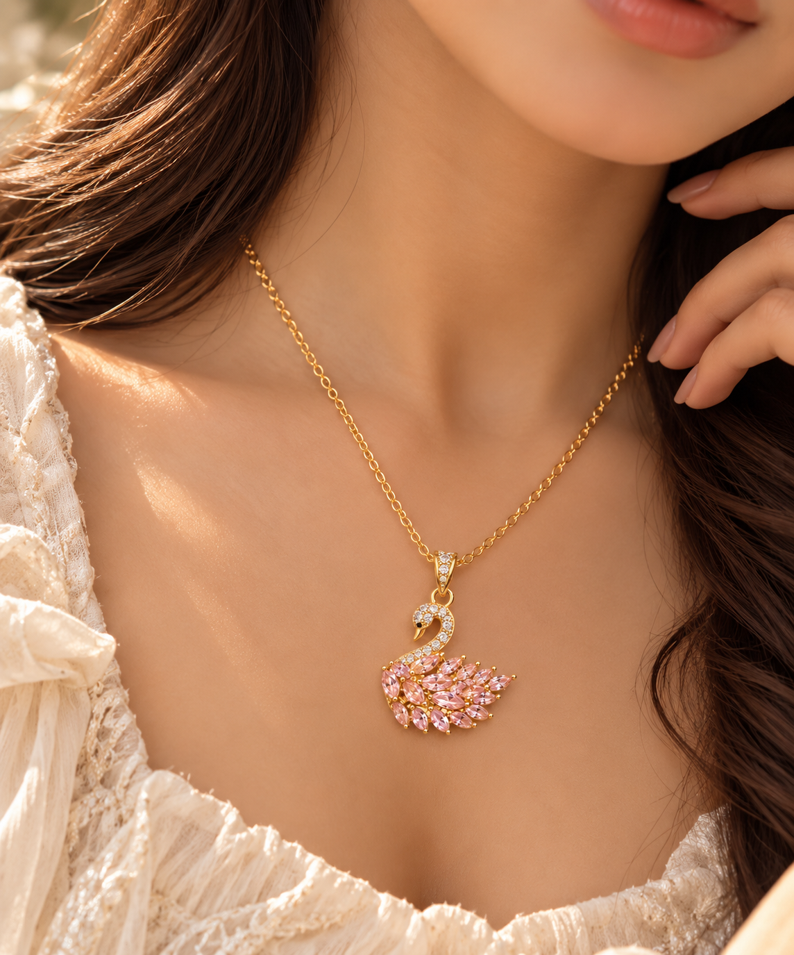 Swan Elegance Pendant Necklace