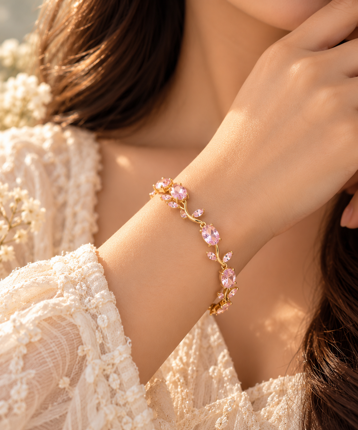 Pink Crystal Vine Bracelet