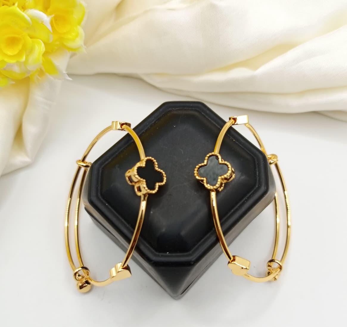 Black Gold Clover Duo Bangles