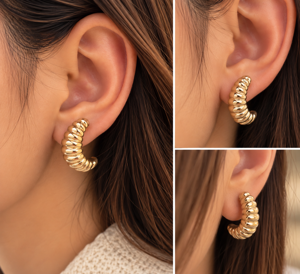 Golden Ribbed Studs