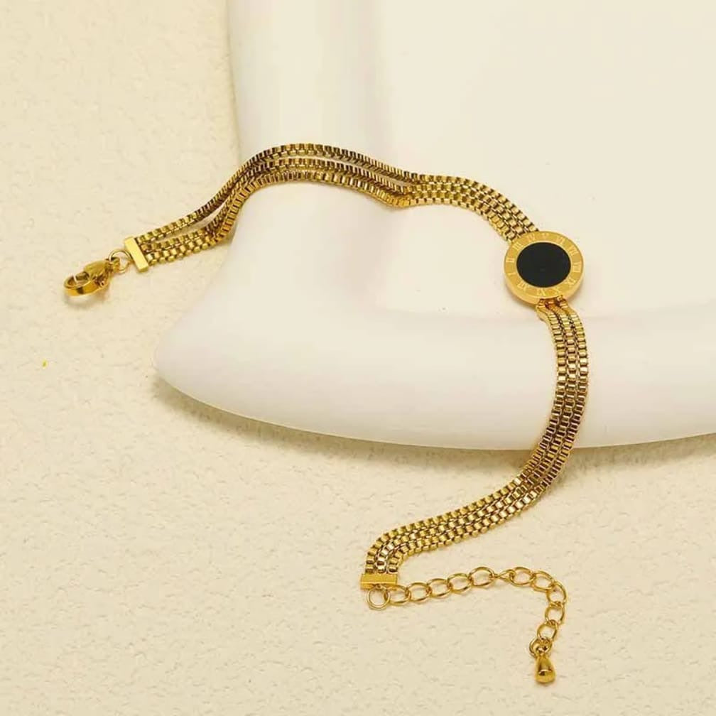 Black & Gold Triple-Strand Bracelet