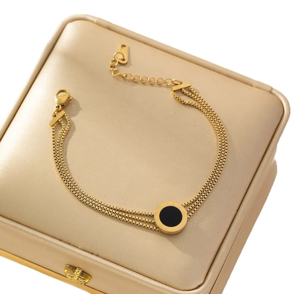 Black & Gold Triple-Strand Bracelet
