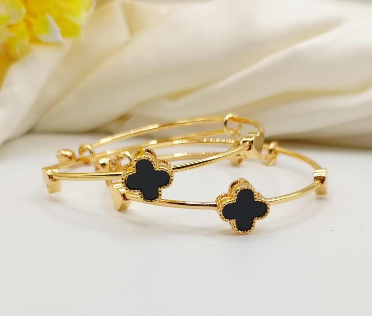 Black Gold Clover Duo Bangles
