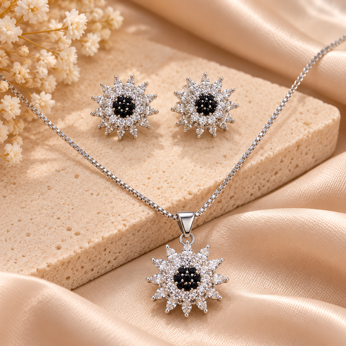 Midnight Bloom Silver Set