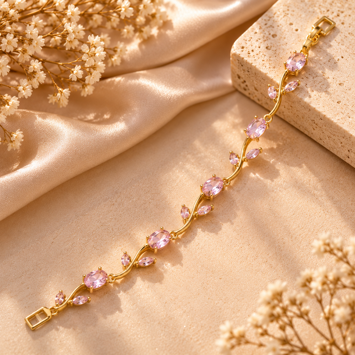 Pink Crystal Vine Bracelet
