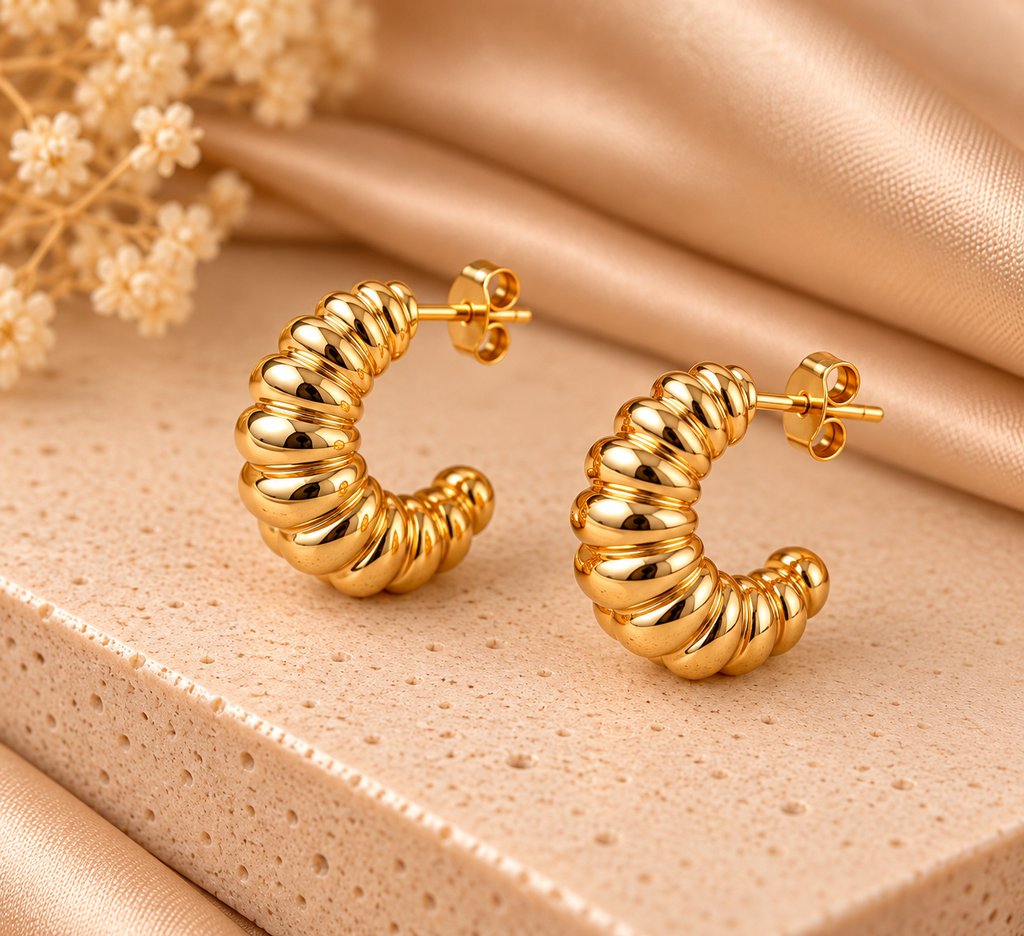Golden Ribbed Studs