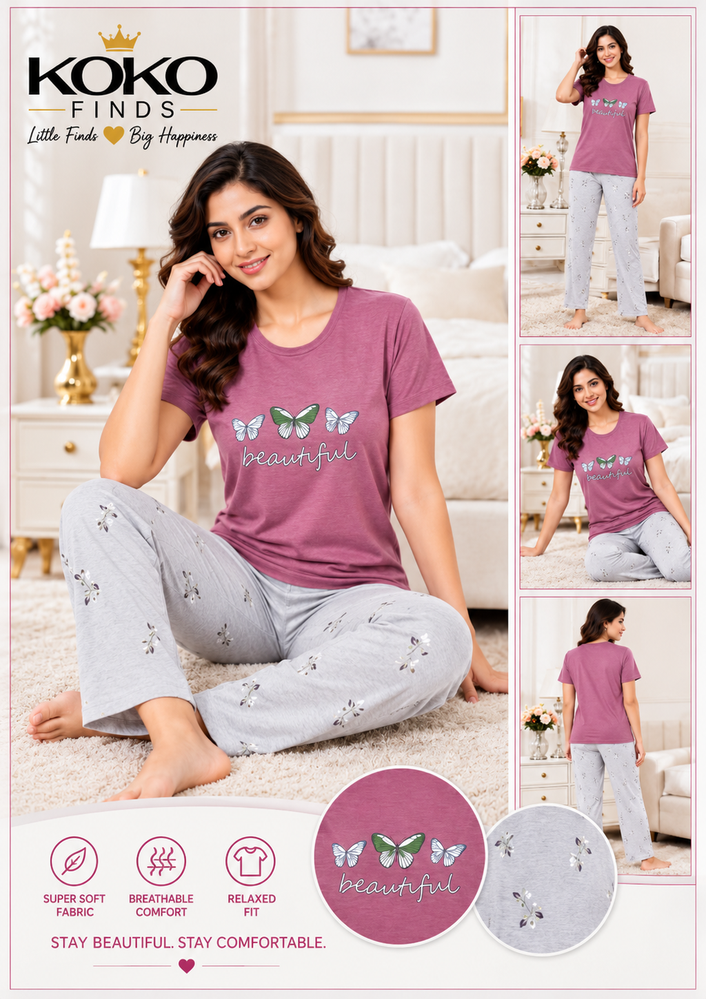 Pink Butterfly Comfort Set
