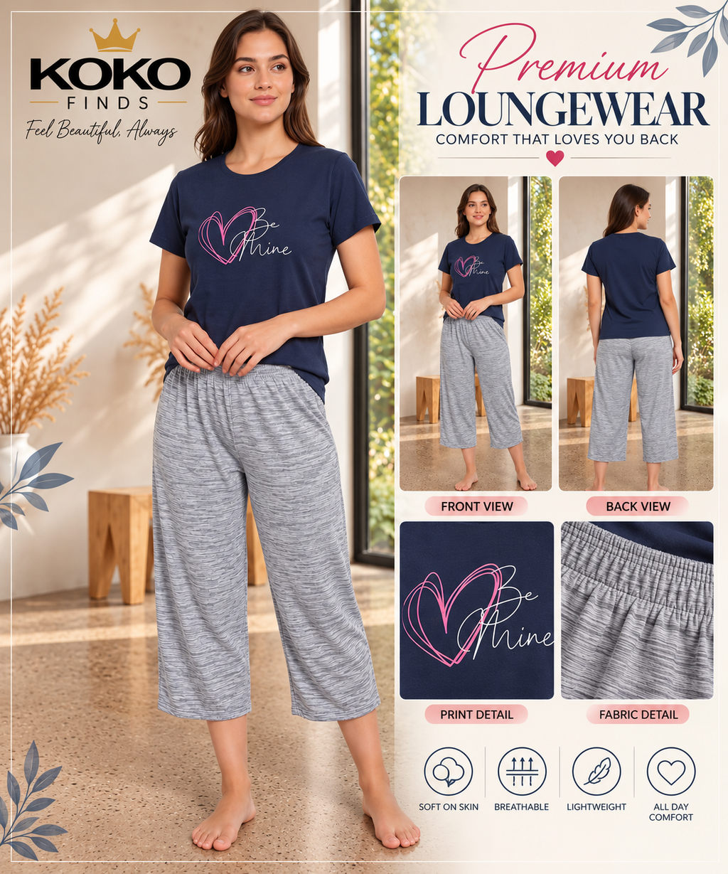 Be Mine Navy & Grey Lounge Set