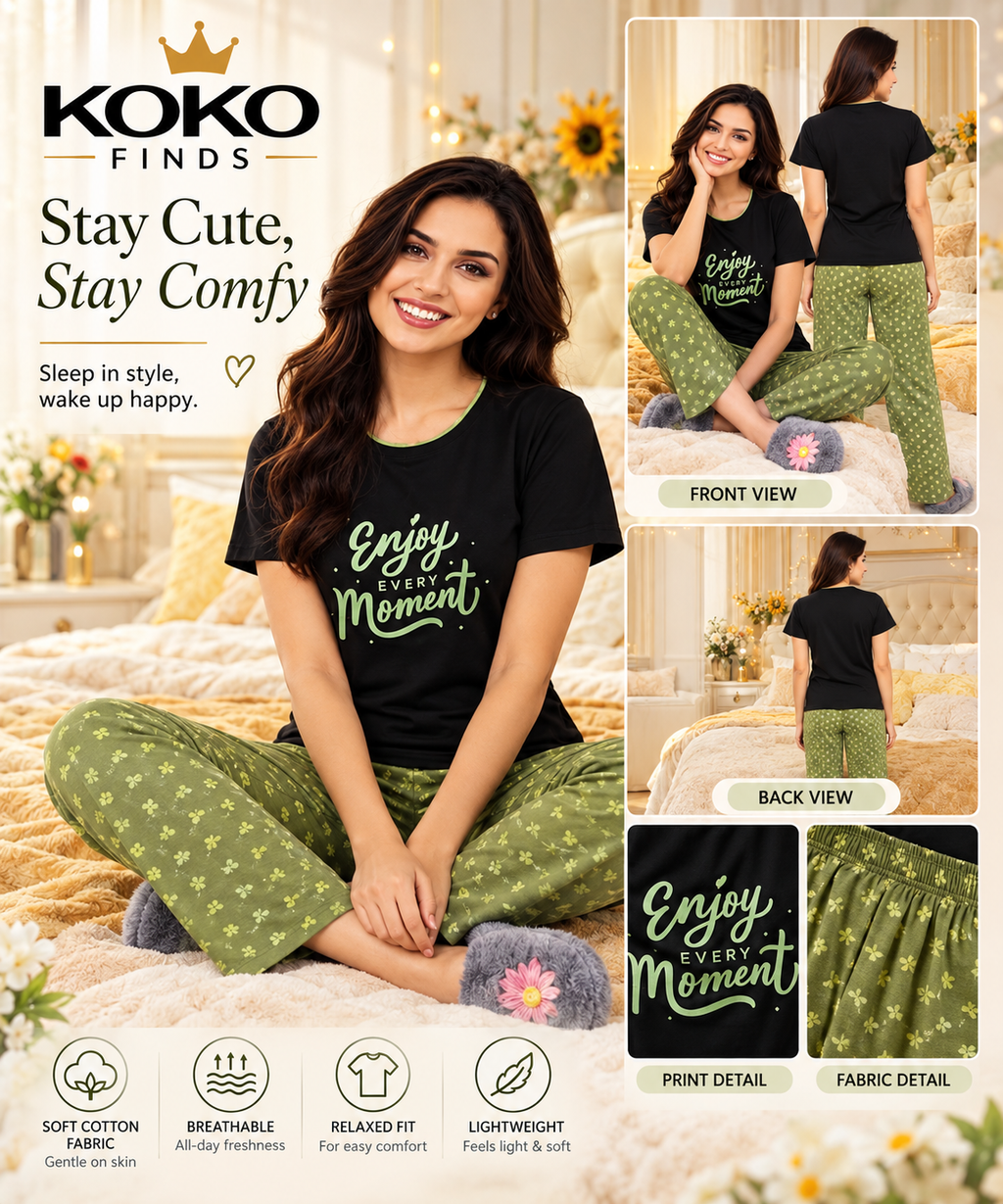 Enjoy Every Moment Black & Olive Lounge Set