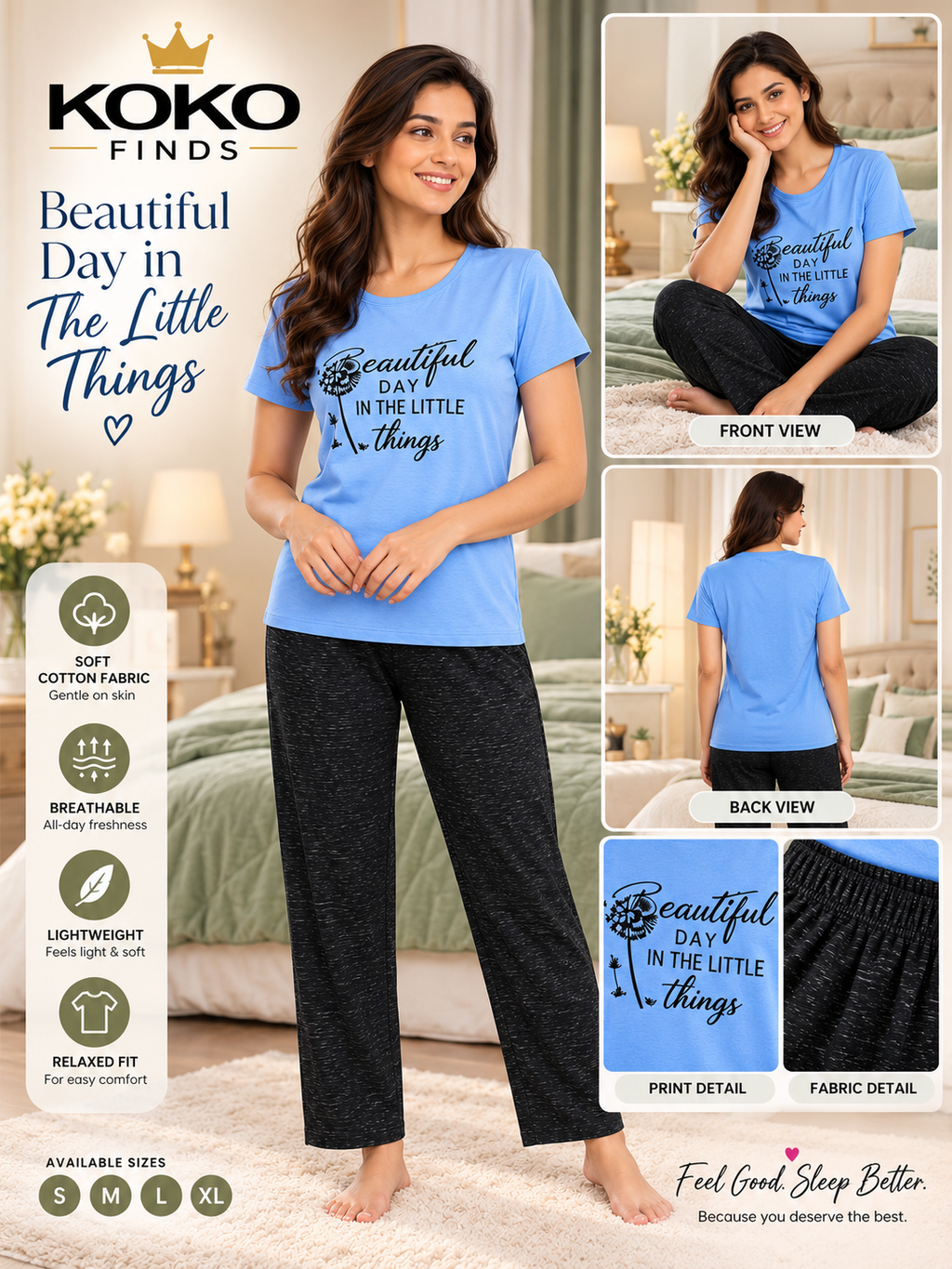 Beautiful Day Blue Sleep Set