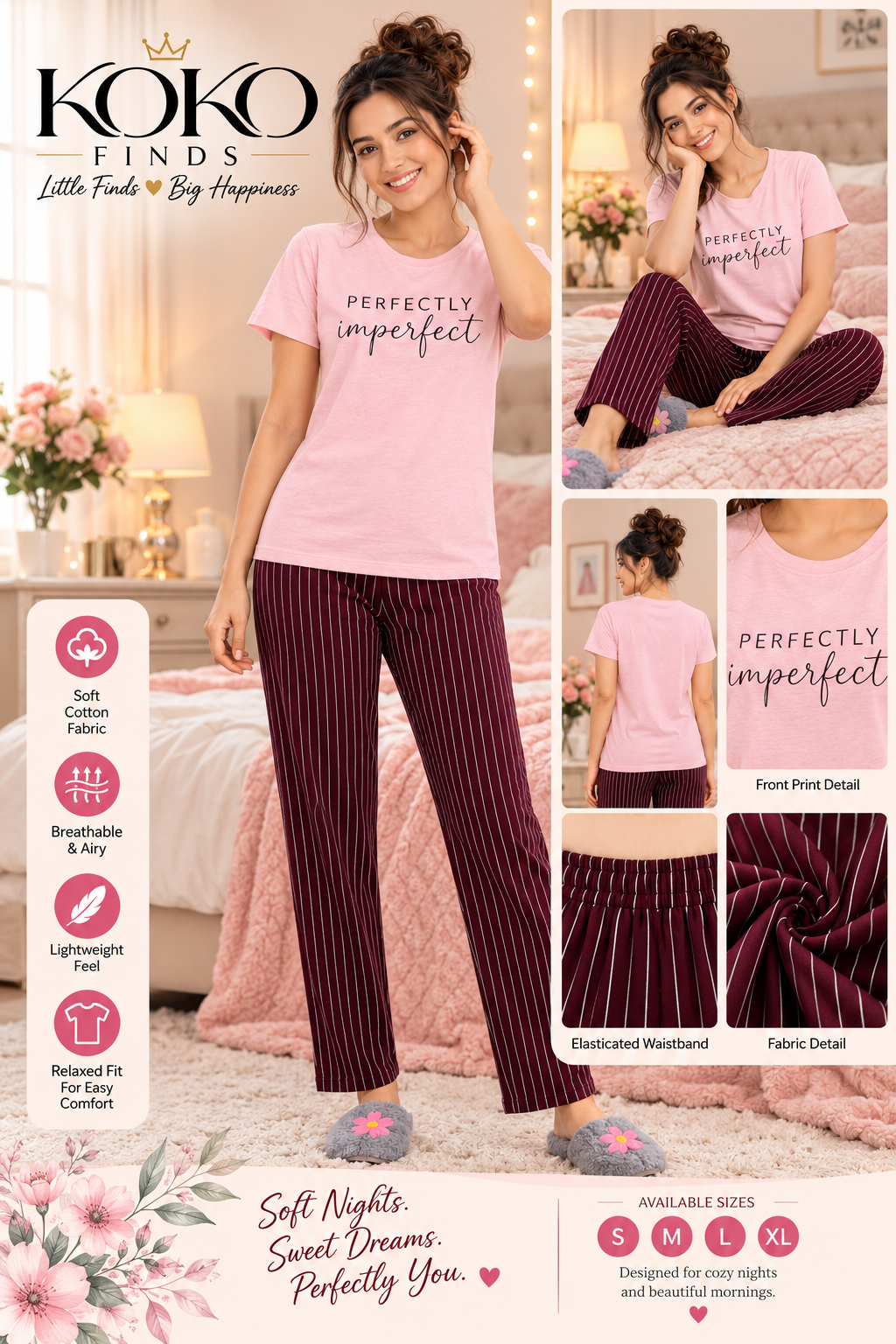 Perfectly Imperfect Pink & Burgundy Sleep Set