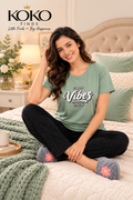 Good Vibes Only Sage Green & Black Sleep Set