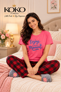 Enjoy Every Moment Pink & Red Plaid Sleep Set