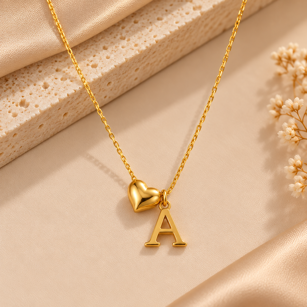 Heart & A Initial Necklace